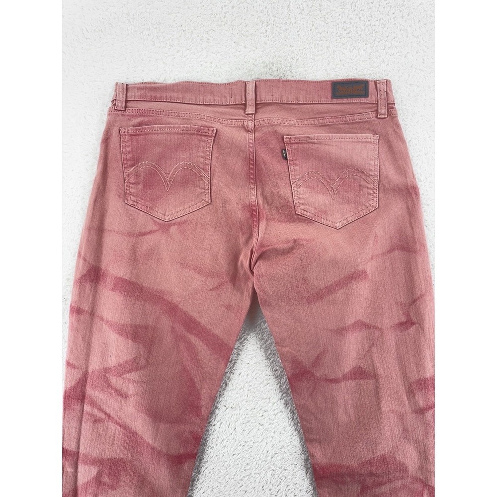 Levis 524 Too Superlow Jeans Womens 17M Pink Red Tie Dye Straight Denim Pants
